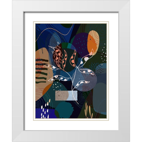Floral Abstract 402 White Modern Wood Framed Art Print with Double Matting by Bolokofsky, Ronald