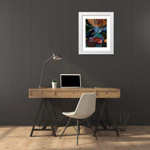 Floral Abstract 403 White Modern Wood Framed Art Print with Double Matting by Bolokofsky, Ronald