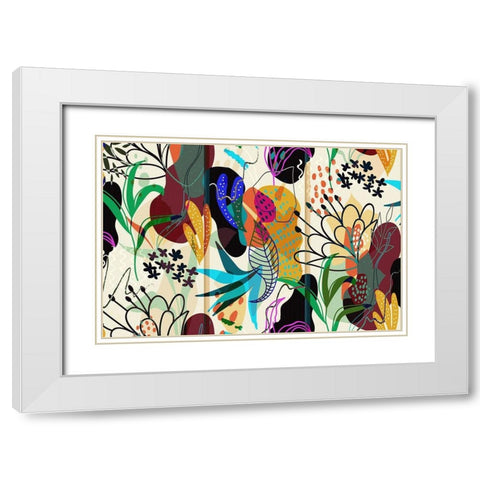 Floral Collage I White Modern Wood Framed Art Print with Double Matting by Bolokofsky, Ronald