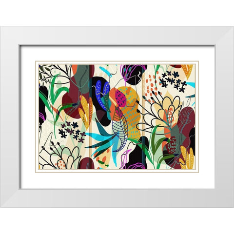 Floral Collage I White Modern Wood Framed Art Print with Double Matting by Bolokofsky, Ronald