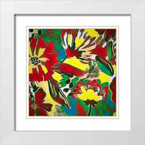 Flower Garden 330 White Modern Wood Framed Art Print with Double Matting by Bolokofsky, Ronald