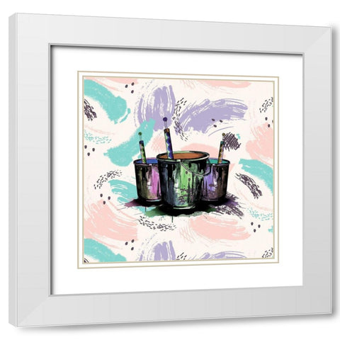 Happy Brushstrokes 255 White Modern Wood Framed Art Print with Double Matting by Bolokofsky, Ronald