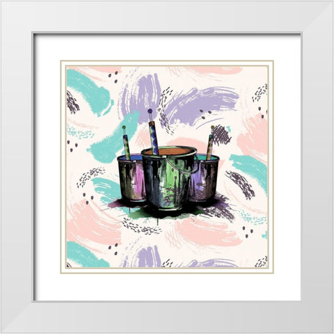 Happy Brushstrokes 255 White Modern Wood Framed Art Print with Double Matting by Bolokofsky, Ronald
