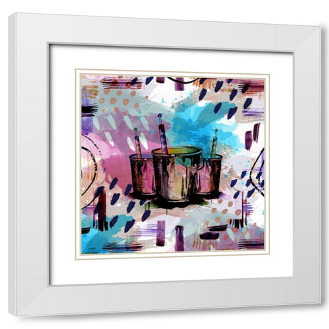 Happy Brushstrokes 256 White Modern Wood Framed Art Print with Double Matting by Bolokofsky, Ronald