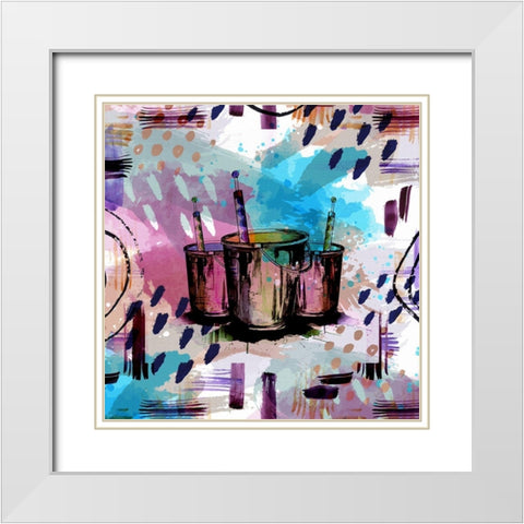 Happy Brushstrokes 256 White Modern Wood Framed Art Print with Double Matting by Bolokofsky, Ronald