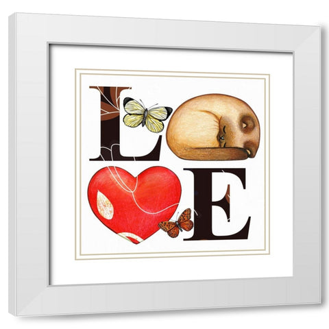 Love 323 White Modern Wood Framed Art Print with Double Matting by Bolokofsky, Ronald