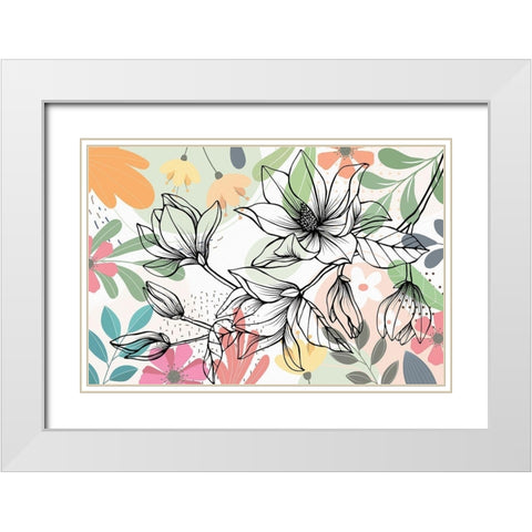 Magnolia Branch 136 White Modern Wood Framed Art Print with Double Matting by Bolokofsky, Ronald