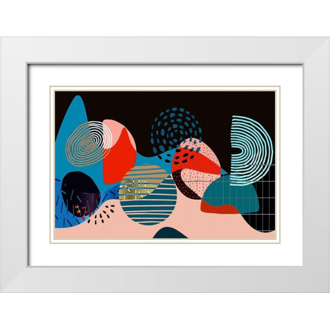 Mid Century Shapes 535 White Modern Wood Framed Art Print with Double Matting by Bolokofsky, Ronald