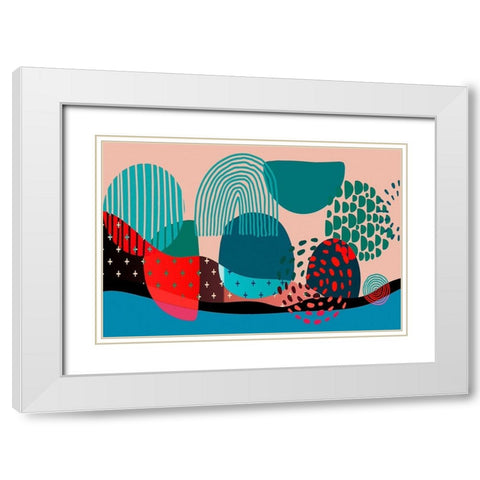 Mid Century Shapes 536 White Modern Wood Framed Art Print with Double Matting by Bolokofsky, Ronald