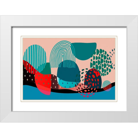 Mid Century Shapes 536 White Modern Wood Framed Art Print with Double Matting by Bolokofsky, Ronald