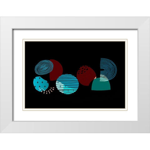 Mid Century Shapes 635 White Modern Wood Framed Art Print with Double Matting by Bolokofsky, Ronald