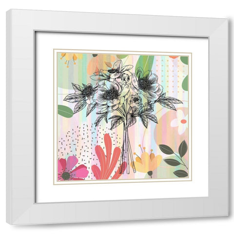 Peony Bouquey 455 White Modern Wood Framed Art Print with Double Matting by Bolokofsky, Ronald
