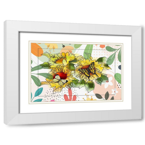 Sunflower Garden 135 White Modern Wood Framed Art Print with Double Matting by Bolokofsky, Ronald