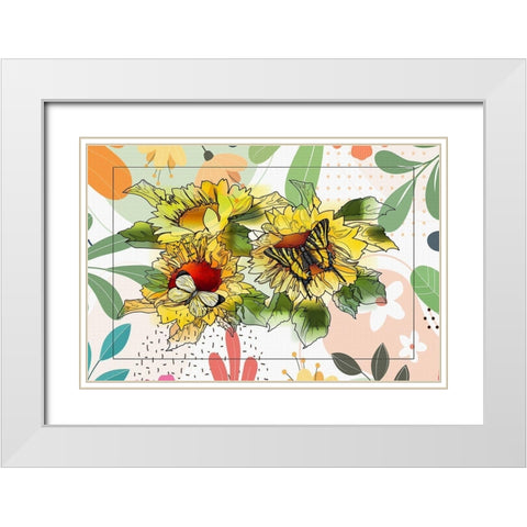 Sunflower Garden 135 White Modern Wood Framed Art Print with Double Matting by Bolokofsky, Ronald