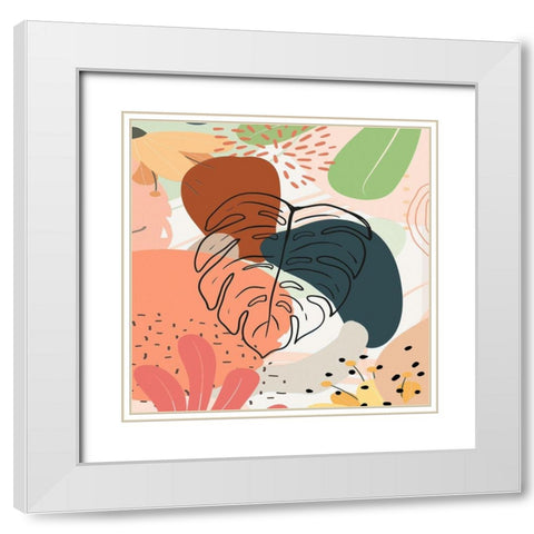 Tropical Leaves 19B White Modern Wood Framed Art Print with Double Matting by Bolokofsky, Ronald
