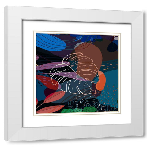 Tropical Leaves 29A White Modern Wood Framed Art Print with Double Matting by Bolokofsky, Ronald