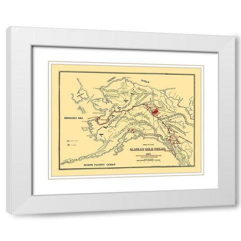 Alaska Gold Fields - Lee 1897 White Modern Wood Framed Art Print with Double Matting by Lee