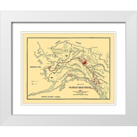Alaska Gold Fields - Lee 1897 White Modern Wood Framed Art Print with Double Matting by Lee