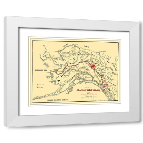Alaskan Gold Fields - Lee 1897 White Modern Wood Framed Art Print with Double Matting by Lee