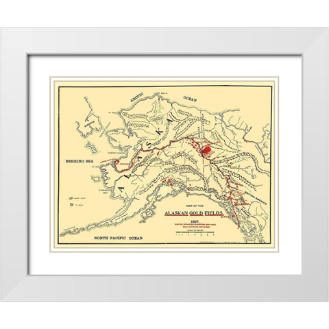 Alaskan Gold Fields - Lee 1897 White Modern Wood Framed Art Print with Double Matting by Lee