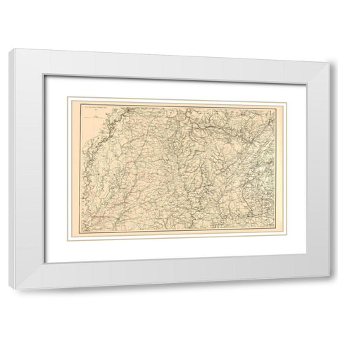 Alabama Mississippi Tennessee - Bache 1865 White Modern Wood Framed Art Print with Double Matting by Bache