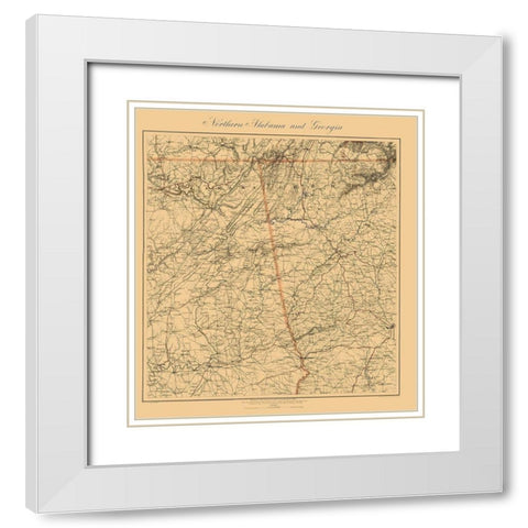 Northern Alabama, Georgia - Krebs 1864 White Modern Wood Framed Art Print with Double Matting by Krebs