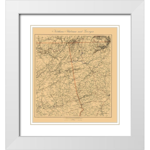 Northern Alabama, Georgia - Krebs 1864 White Modern Wood Framed Art Print with Double Matting by Krebs
