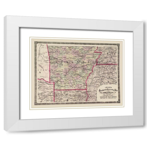 Arkansas - Cram 1875 White Modern Wood Framed Art Print with Double Matting by Cram