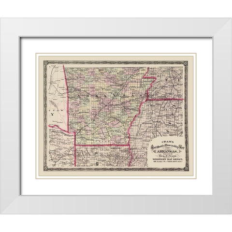 Arkansas - Cram 1875 White Modern Wood Framed Art Print with Double Matting by Cram