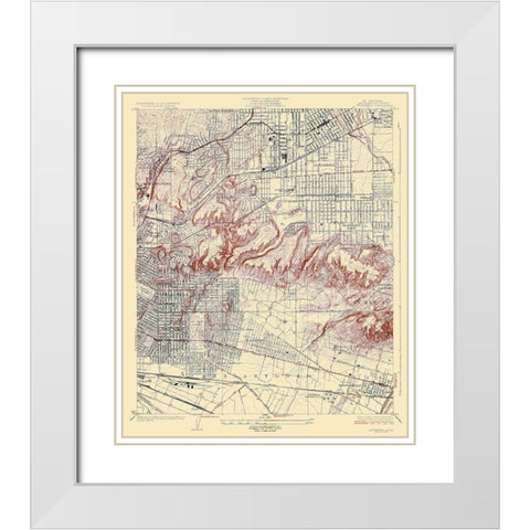Alhambra California Quad - USGS 1926 White Modern Wood Framed Art Print with Double Matting by USGS