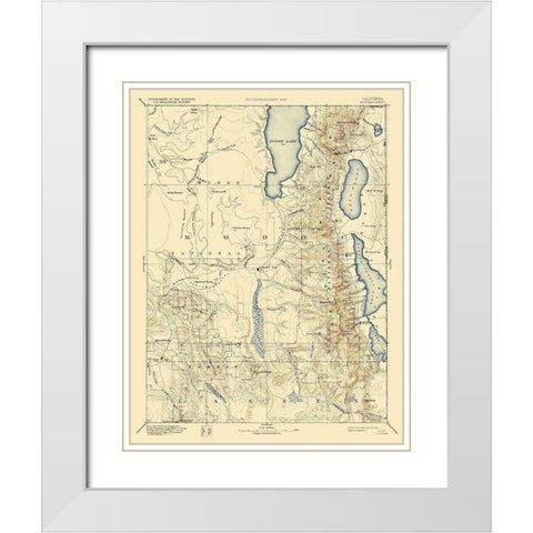Alhambra California Sheet - USGS 1892 White Modern Wood Framed Art Print with Double Matting by USGS