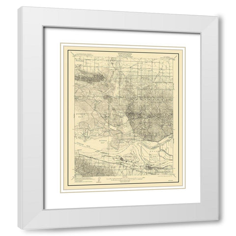 Antioch California Quad - USGS 1908 White Modern Wood Framed Art Print with Double Matting by USGS