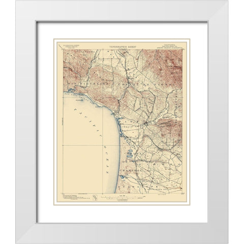 Arroyo Grande California Quad - USGS 1897 White Modern Wood Framed Art Print with Double Matting by USGS
