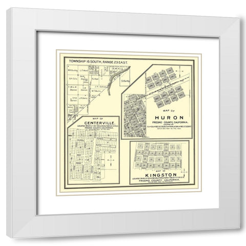 Huron, Kingston, Centerville California Landowner White Modern Wood Framed Art Print with Double Matting by Thomas