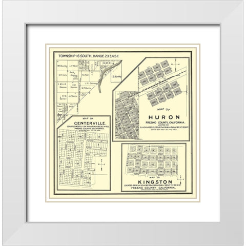 Huron, Kingston, Centerville California Landowner White Modern Wood Framed Art Print with Double Matting by Thomas