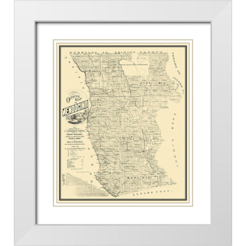 Mendocino California - Rice 1890 White Modern Wood Framed Art Print with Double Matting by Rice
