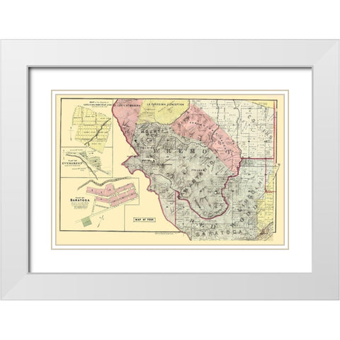 Santa Clara California Landowner - Thomas 1876 White Modern Wood Framed Art Print with Double Matting by Thomas