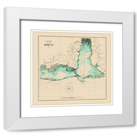 Approaches to Mobile Alabama - Bache 1864 White Modern Wood Framed Art Print with Double Matting by Bache