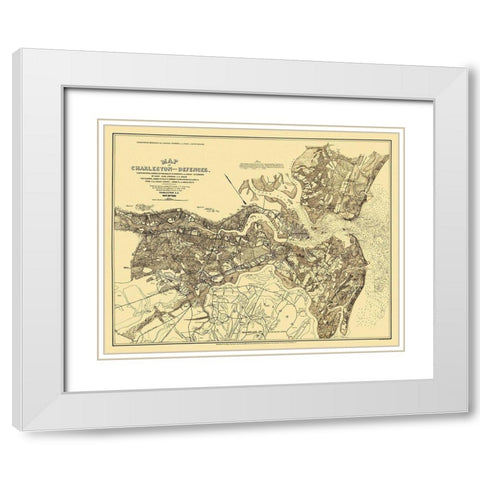 Charleston with Defences - Walker 1885 White Modern Wood Framed Art Print with Double Matting by Walker