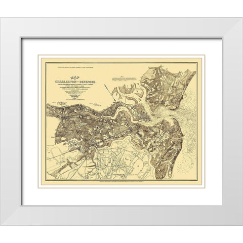 Charleston with Defences - Walker 1885 White Modern Wood Framed Art Print with Double Matting by Walker