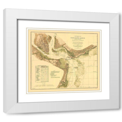 Charleston Harbor South Carolina - Krebs 1865 White Modern Wood Framed Art Print with Double Matting by Krebs