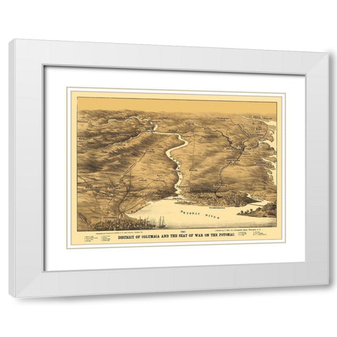 District of Columbia Seat of War On Potomac White Modern Wood Framed Art Print with Double Matting by Bohn