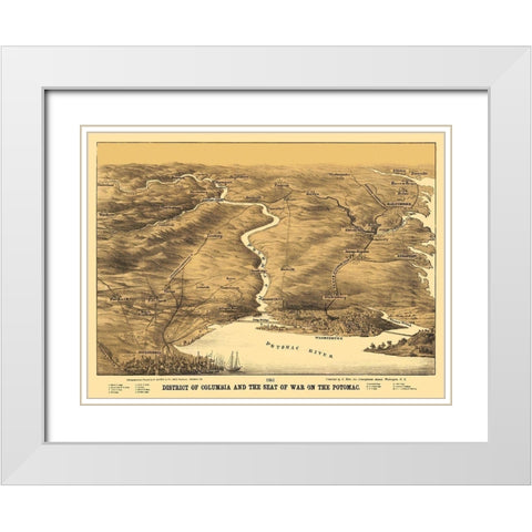 District of Columbia Seat of War On Potomac White Modern Wood Framed Art Print with Double Matting by Bohn