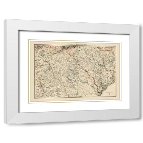 Georgia South Carolina - Bache 1861 White Modern Wood Framed Art Print with Double Matting by Bache