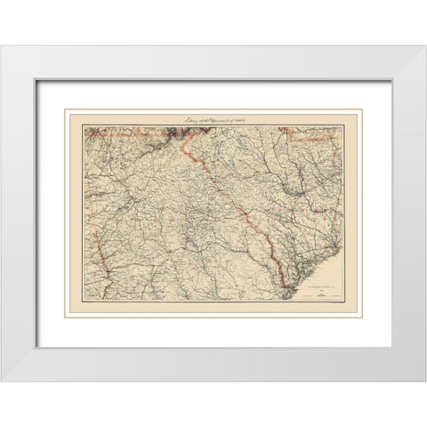 Georgia South Carolina - Bache 1861 White Modern Wood Framed Art Print with Double Matting by Bache