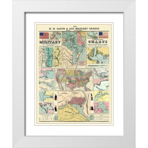 Campaign Military Charts of Strategic Places White Modern Wood Framed Art Print with Double Matting by Lloyd