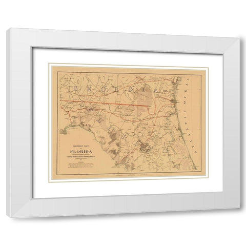 Northern Florida - Bache 1864 White Modern Wood Framed Art Print with Double Matting by Bache