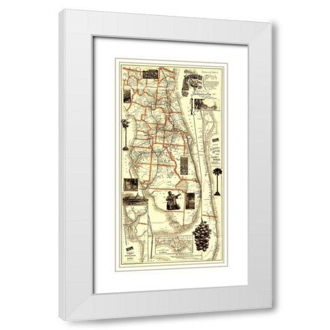 Florida Railroads - Matthews 1894 White Modern Wood Framed Art Print with Double Matting by Matthews
