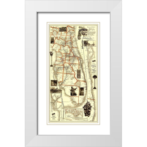 Florida Railroads - Matthews 1894 White Modern Wood Framed Art Print with Double Matting by Matthews