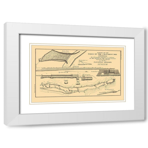 Chattahoochee Falls Armory Georgia - Bowen 1827 White Modern Wood Framed Art Print with Double Matting by Bowen